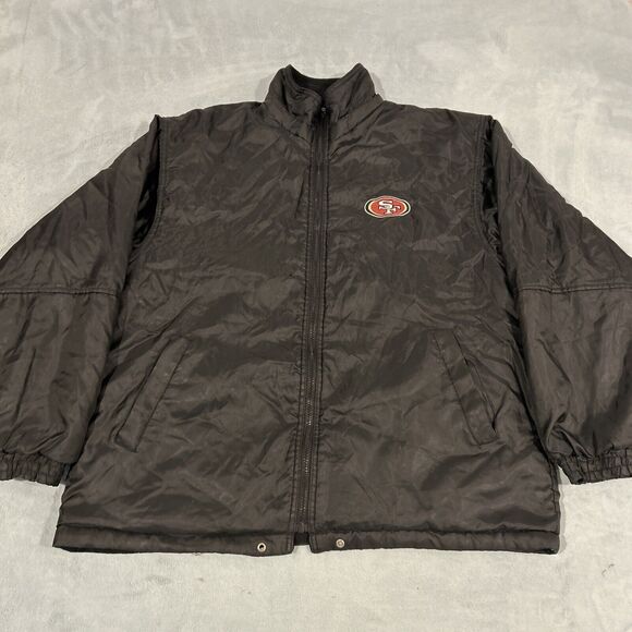 Y2k NFL 49ers Jacket Mens Medium San Francisco Windbreaker Bomber Fleece Line - Picture 8 of 15